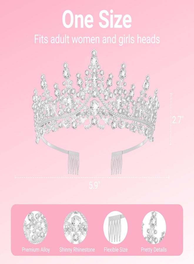 Papoopy Birthday Tiara and Crown with Sash, Birthday Tiara for Women Birthday Party (Silver) - Image 2